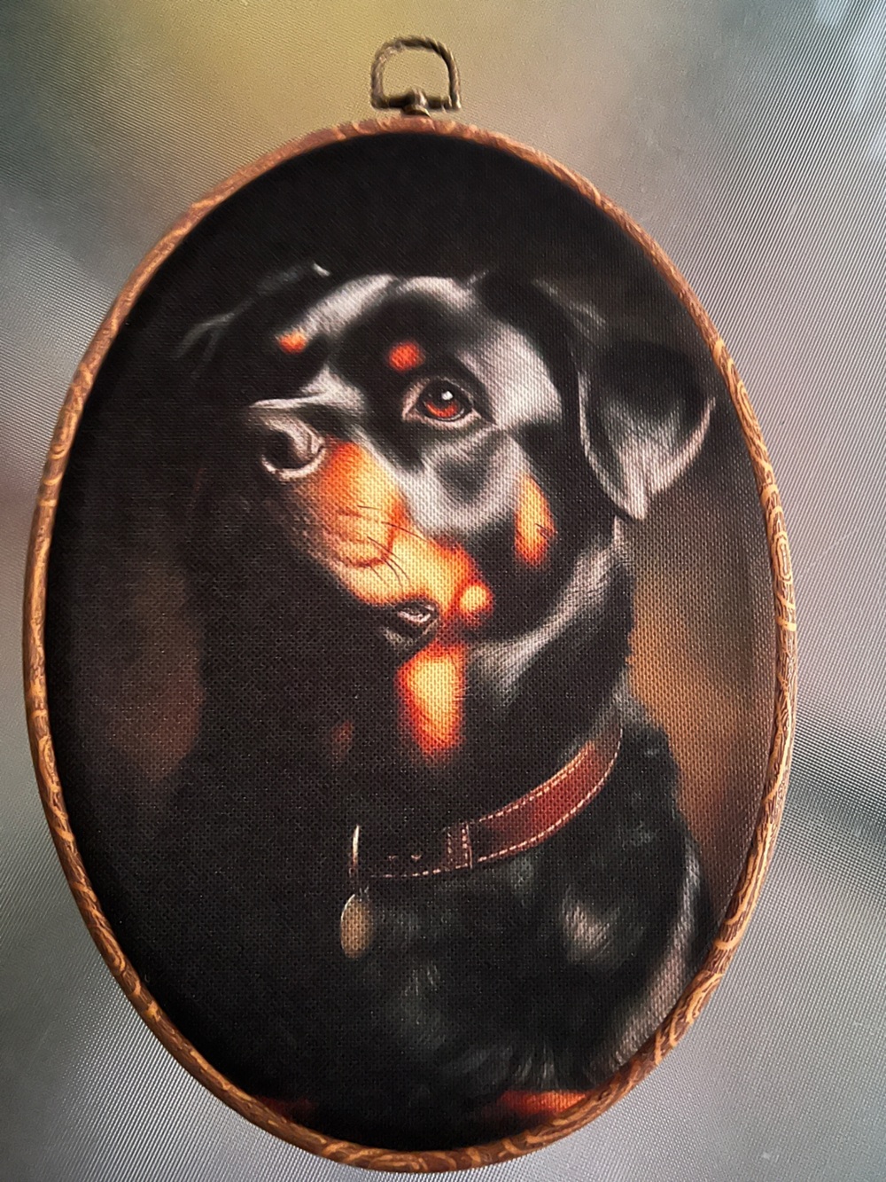Framed Rottweiler Portrait Wall Art - Black and Brown